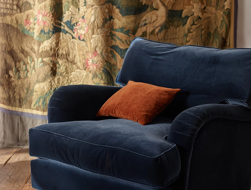Alwinton Chair in Linwood Tango Velvet Sapphire