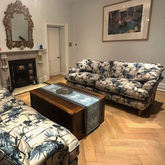 Alwinton 3 Seater Sofas in RHS Botanicals Henry Moon Lions Tail Indigo