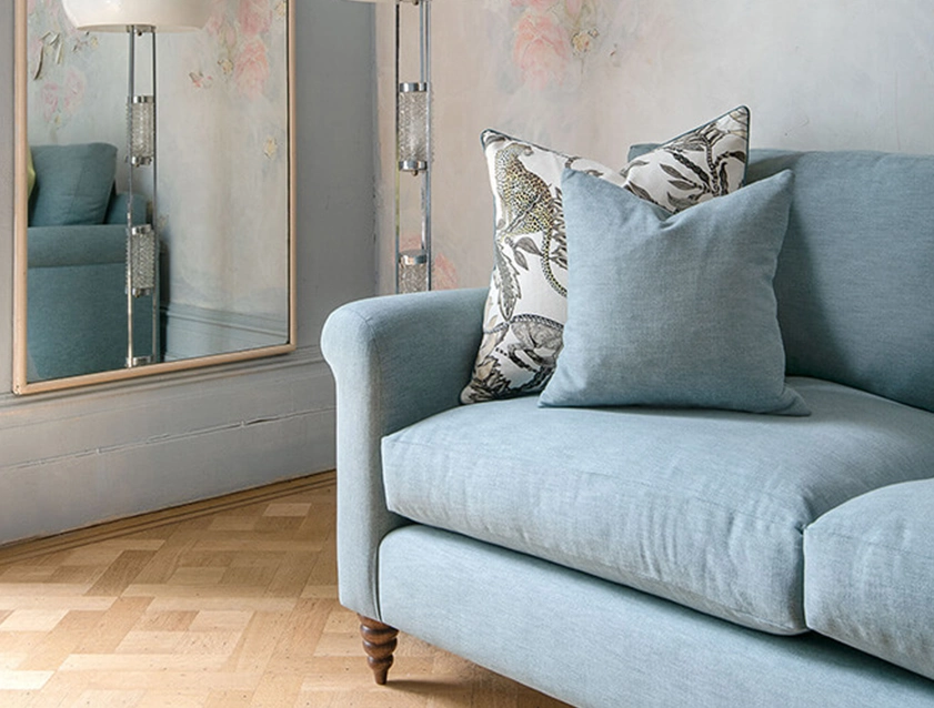 Apuldram Sofa in Clever Cotton Mix Mineral detail