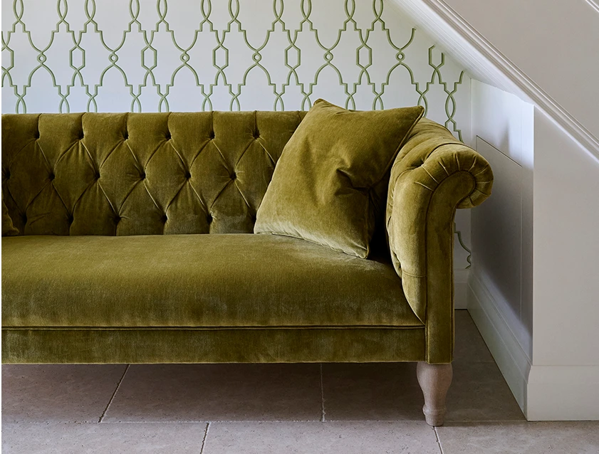 Arncliffe 3 Seater Sofa in Traditional Vintage Velvet Olive
