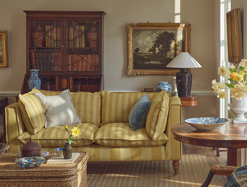 Aysgarth 3 Seater Sofa in Furrow Stripe Broad and Furrow Stripe Narrow Sunflower