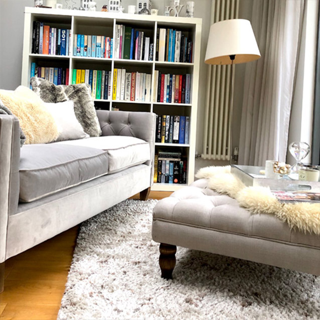 Bedham Footstool in Moda Clay & Haresfield 3 Seater Sofa in Portland Velvet Smoke @beaninterio