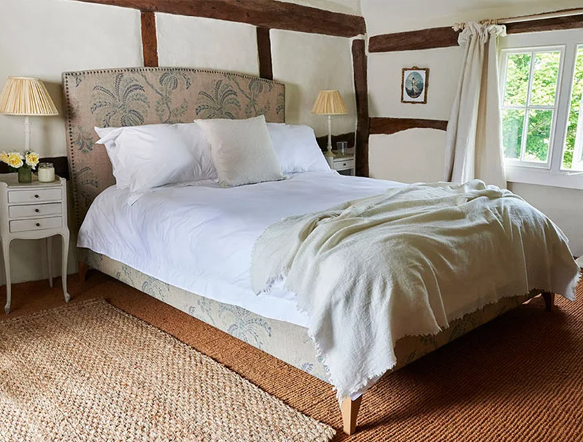 Brick Lane Bed in Floral Linen Filicopsida Batik