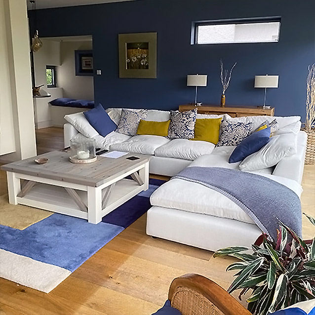 Big Softie Straight Arm Corner Unit in Koki Alabaster with Scatters in RHS Mix