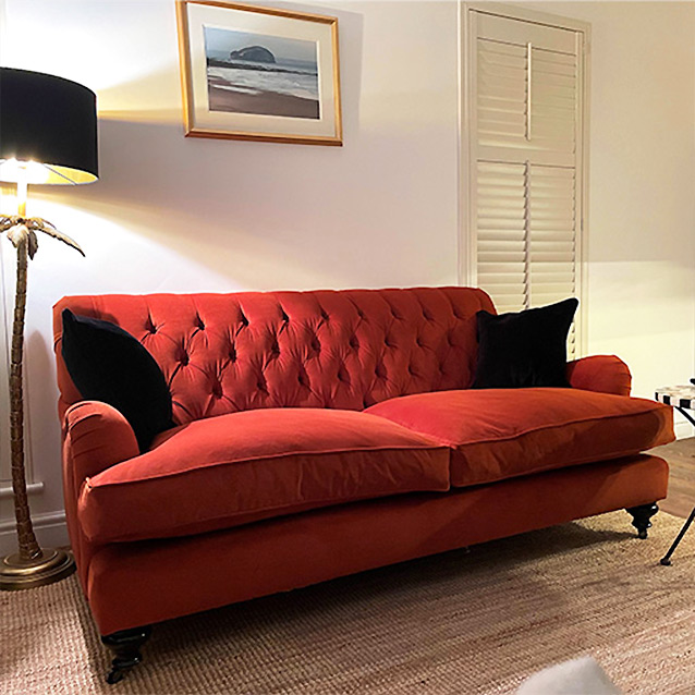 Chiddingfold 3 Seater Sofa in Aquavelvet Velvet Henna