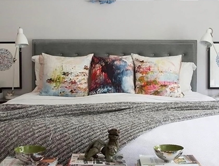 Camden King Bed in Romo Linara Eucaluptus & DG Hetton Smoke