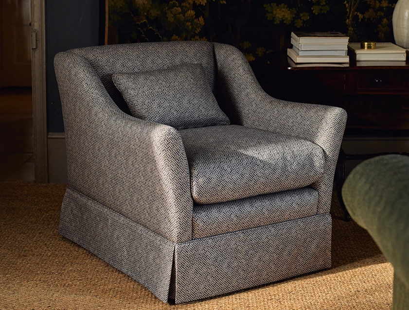 Cromer Chair with valance in Sussex Parquet Ink