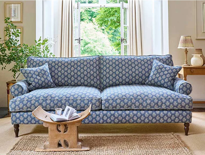Cooksbridge 3 seater sofa in Cloth 21 Coral 1 Lagoon