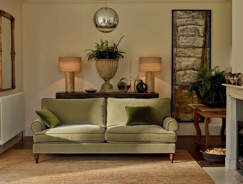 Cooksbridge 3 seater sofa in Linwood Omega Green Tea