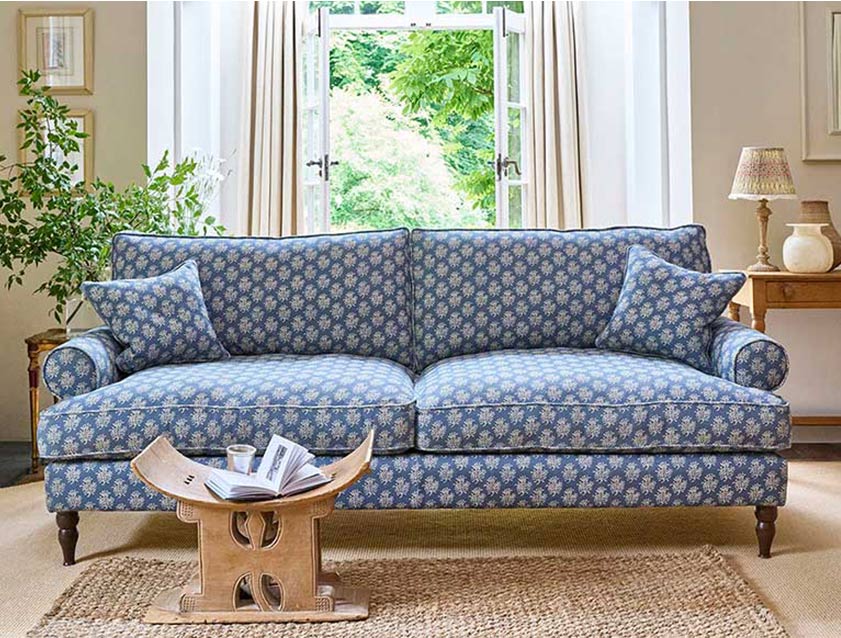 Cooksbridge 4 Seater Sofa in Cloth 21 Coral 1 Lagoon