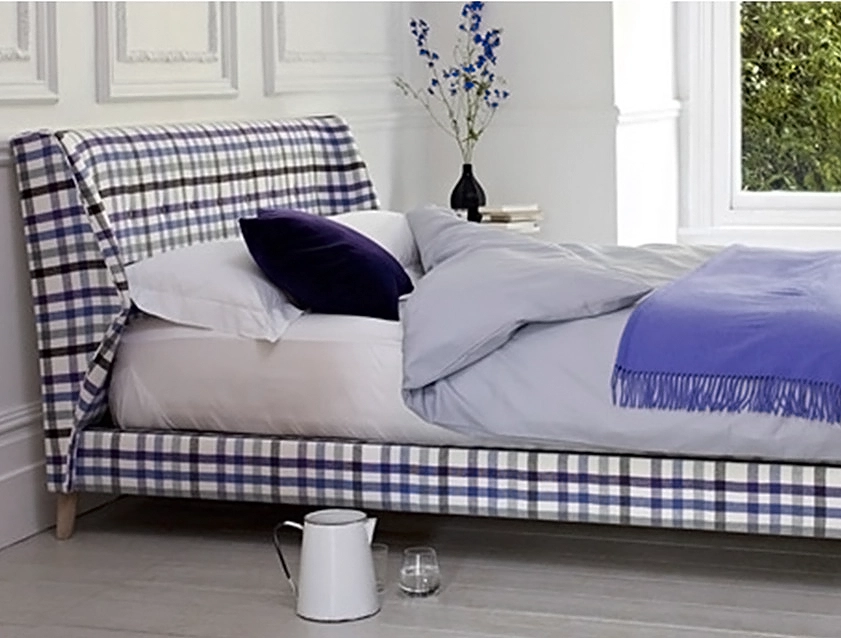 Domino Bed in Blue Check Fabric