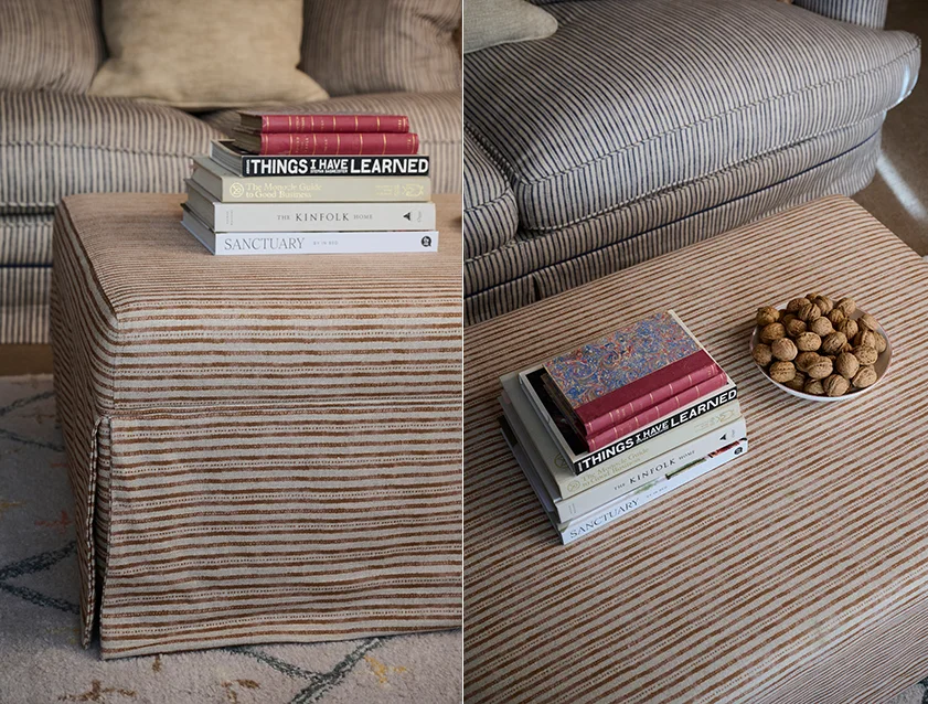 Fontwell A Footstool in Sussex Stripe Cinnamon