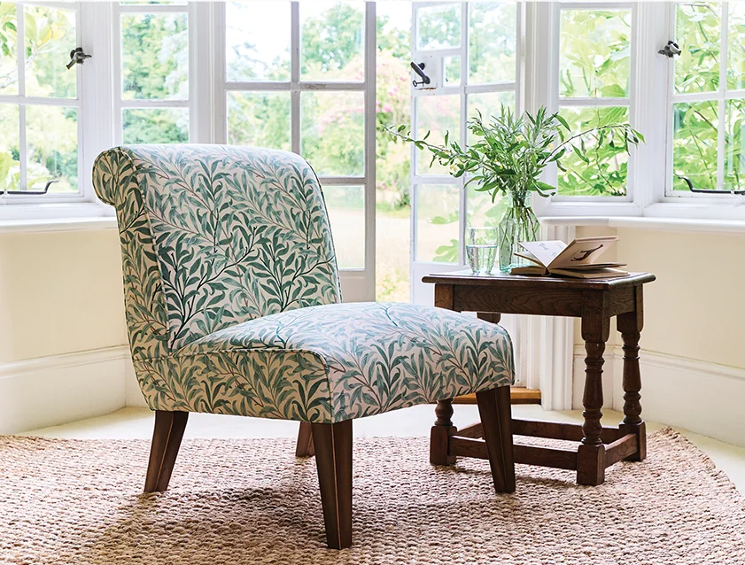 Harwood chair in William Morris Willow Boughs Cream Pale Green