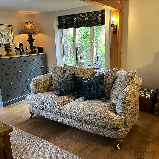 Helmsley 2.5 Seater Sofa in V&A Drawn From Nature Bird & Rabbit Duck Egg