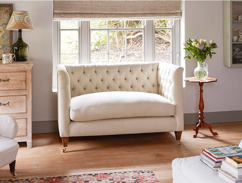 Holt Small 2 Seater Sofa in Whitewell Meringue Rugs supplied by Rugs of Petworth