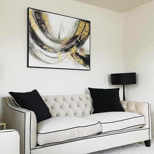 Haresfield 3 Seater Dipped Arm Sofa in Latte with Jet Piping