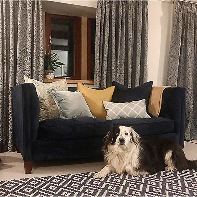 Haresfield 3 Seater Straight Arm Sofa in Traditional Vintage Velvet Navy