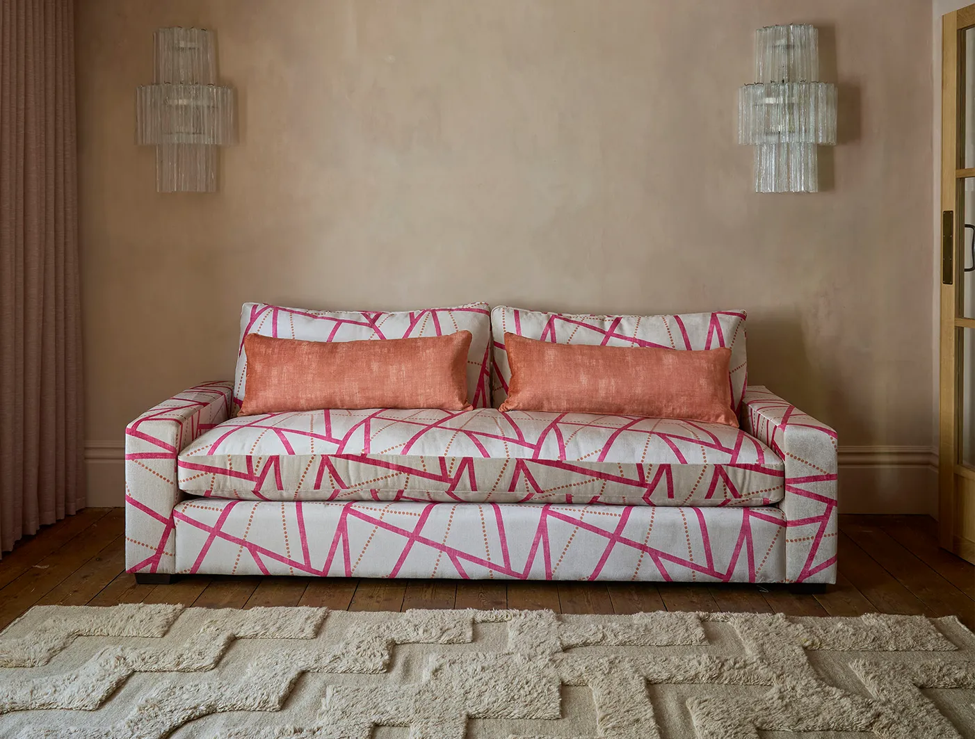 Linear 4 seater sofa in Harpers Bazaar Rhythm Mulberry