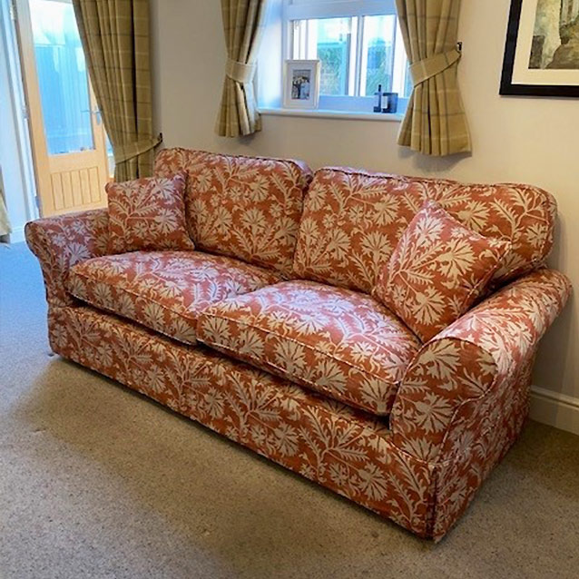 Lanhydrock 4 Seater Loose Cover Sofa in RHS Gertrude Jekyll Meadowflower Reversed Terracotta