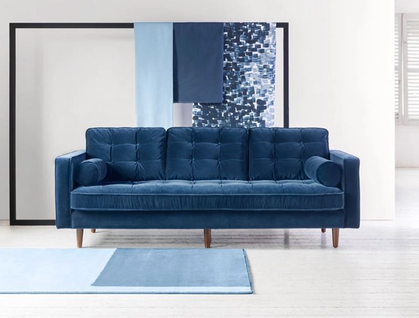 Marylebone 3 Seater Sofa in Clever Tough And Eco Velvet Indigo