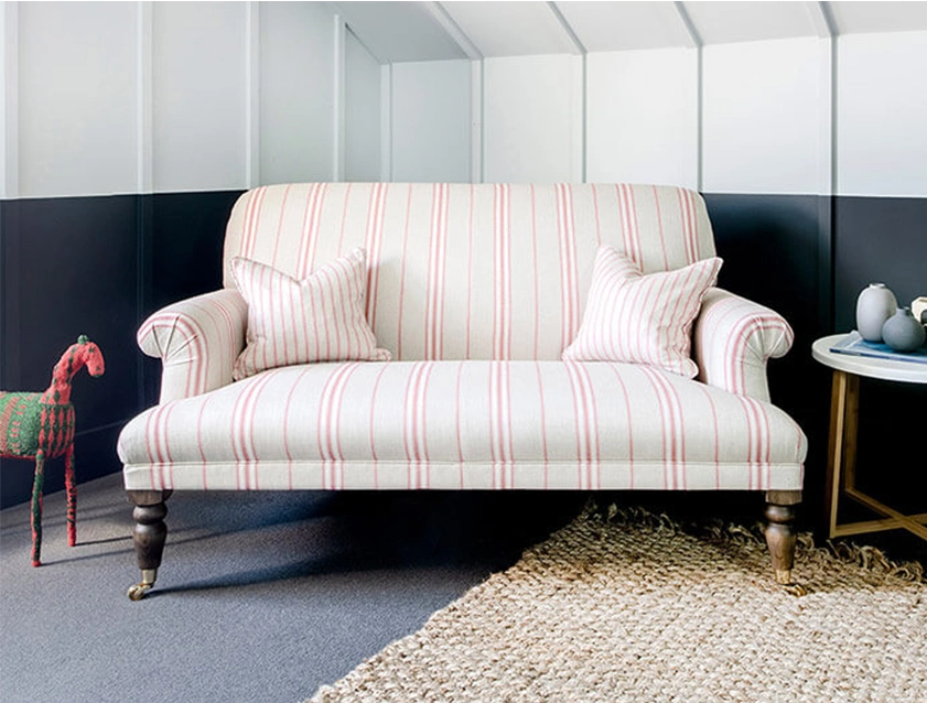 Midhurst 2 Seater Sofa in Cloth 18 Stripe Regimental Currant