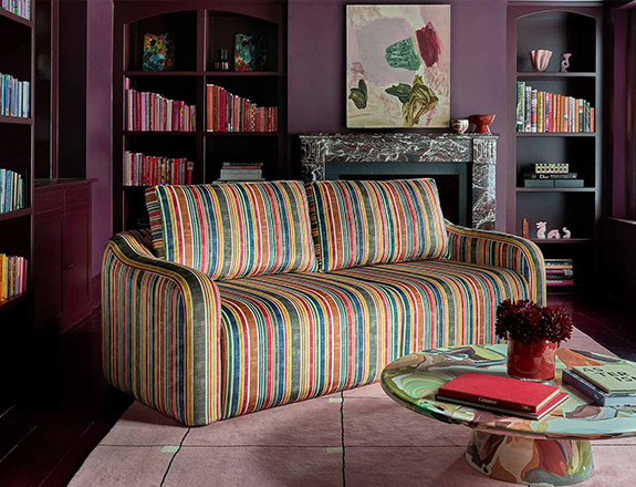 Muse 3 seater sofa in Harpers Bazaar Stripe Carnival