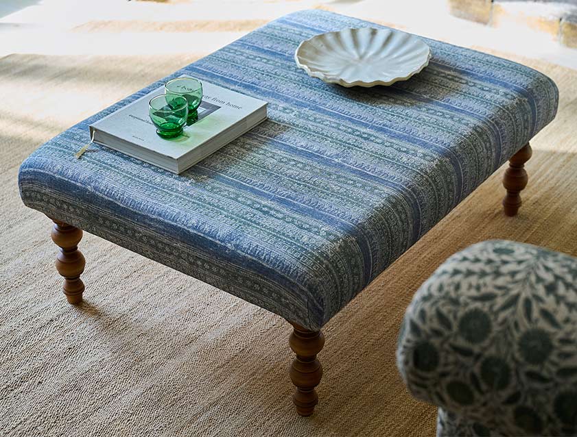 Porthallow Footstool in V&A Threads of India Sulawesi Splendour Indra Winter Porthallow Footstool in V&A Threads of India Sulawesi Splendour Indra Winter