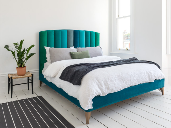 Redchurch Super King Bed in Portland Velvets Mixed Teal