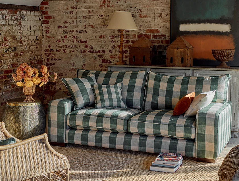 Richmond 3 seater sofa in Sussex Gingham Large Forest