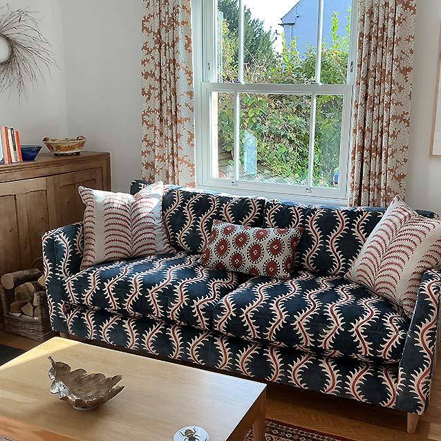 Saltdean 4 Seater in Linwood Helter Skelter Velvet Ink