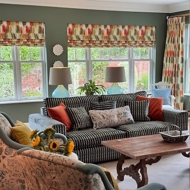 Saxmundham 4 Seater Sofa in V&A Threads of India Opulent Velvet Ikat Mirage Hunter