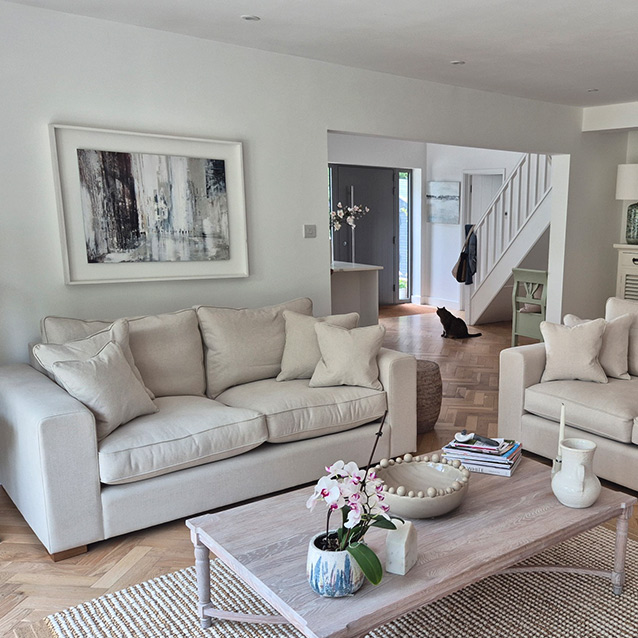 Saxmundham 3 Seater Sofas in Romo Linara Porridge