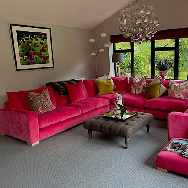 Stockbridge Corner Unit and Footstool in Portland Velvet Folly