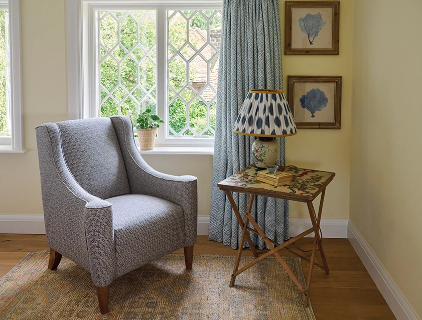 Sennen Chair in RHS Collection Gertrude Jekyll Lattice Blue