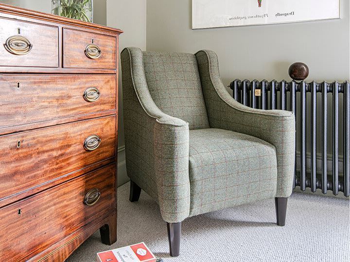 Sennen Chair in Harris Tweed Huntsman Check Mountain Bracken