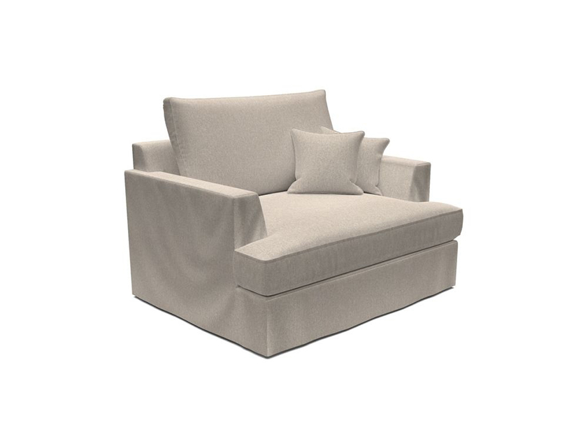 Slingsby Snuggler Fitted Cover Sofa in Two Tone Plain Biscuit.  Loose cover version available