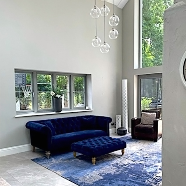 Sudbury 3 Seater Sofa & Bedham Footstool in Super Soft Velvet Navy