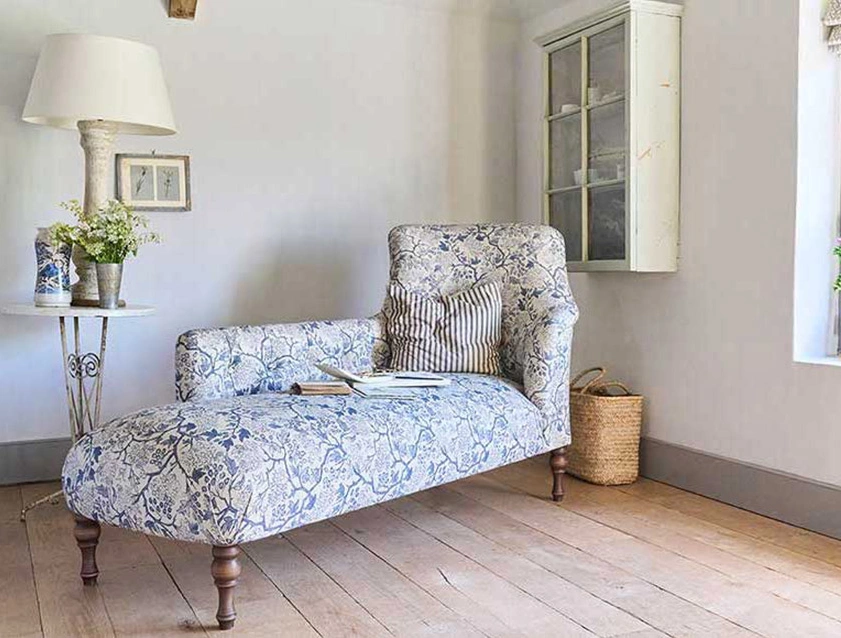 Anglesey chaise LHF in RHS Gertrude Jekyll Linen Cotton Blend Navy
