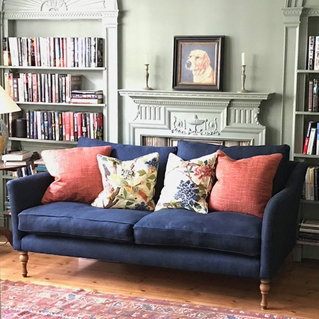 Brunel 3 Seater Sofa in Ralf Lauren Pebbled Linen Navy