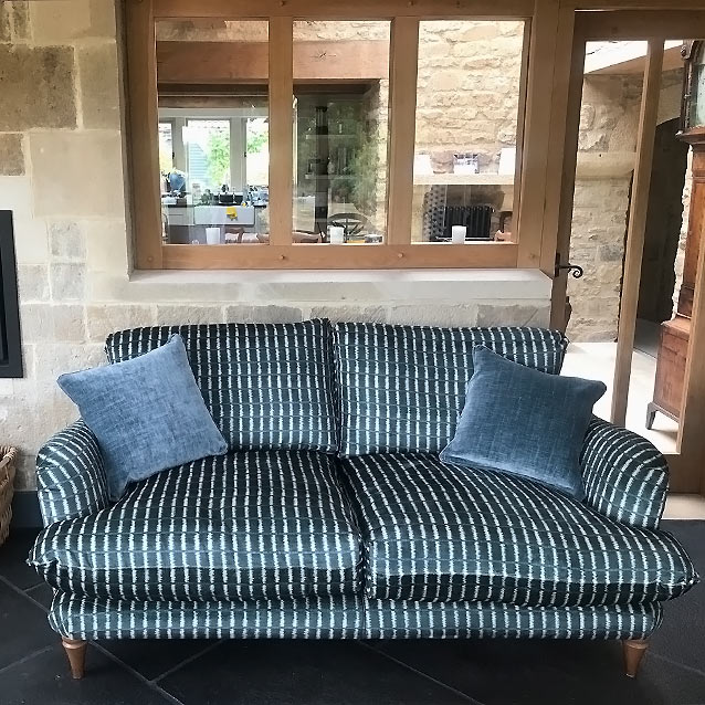 Pugin 3 Seater Sofa in V&A Threads Of India Opulent Velvets Ikate Mirage Hunter