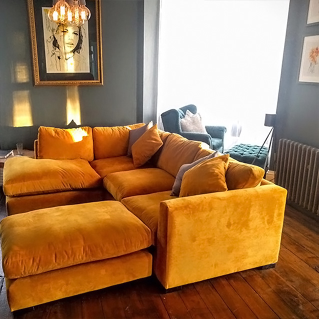 Wadenhoe Corner Unit in Warwick Plush Turmeric