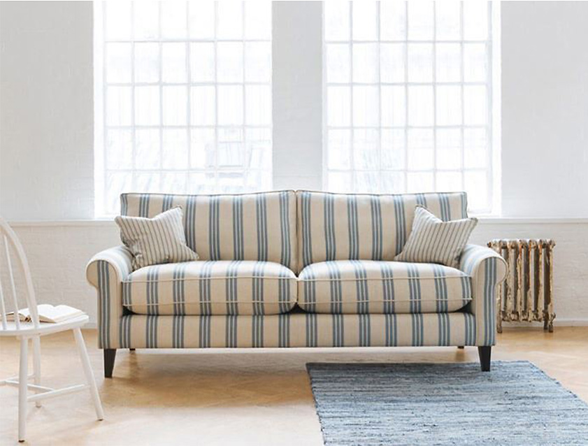 Waverley 4 Seater Sofa in Cloth 18 Bengal Stripe Indigo