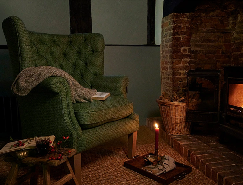 Whitewell Button Back Chair in Abraham Moon Empire Green