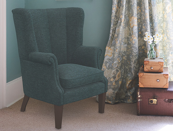 Whitewell Fluted Chair in Textured Velvet Veridian