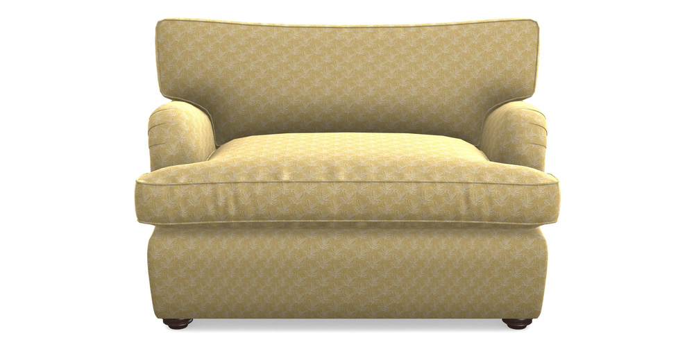 Product photograph of Alwinton Sofa Bed Snuggler Sofa Bed In Cloth 21 - Decorative Leaf - Canary from Sofas and Stuff Limited