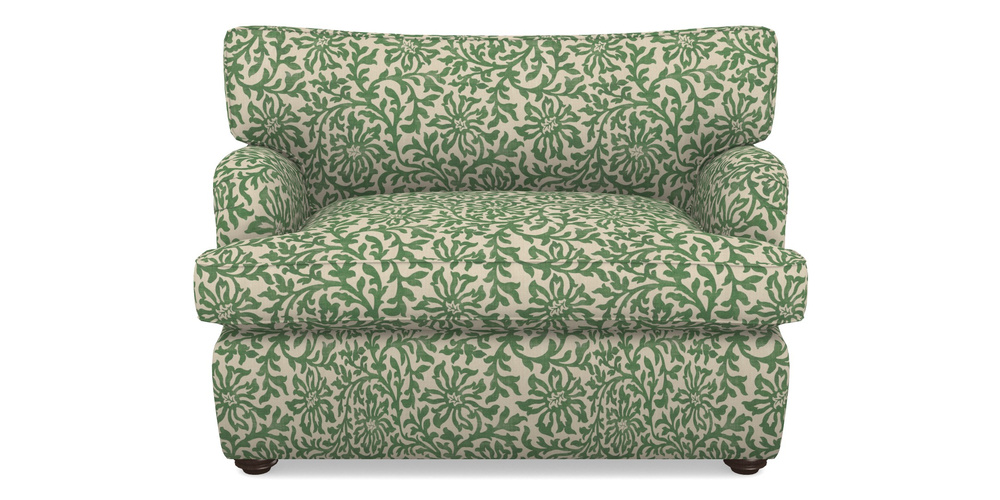 Product photograph of Alwinton Sofa Bed Snuggler Sofa Bed In V A Brompton Collection - Floral Scroll - Basil from Sofas and Stuff Limited