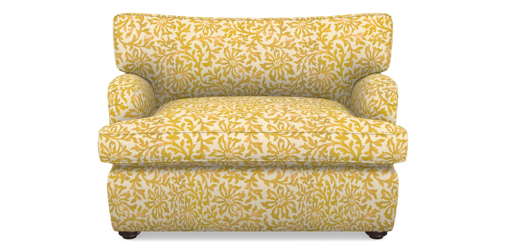 Product photograph of Alwinton Sofa Bed Snuggler Sofa Bed In V A Brompton Collection - Floral Scroll - Corn from Sofas and Stuff Limited