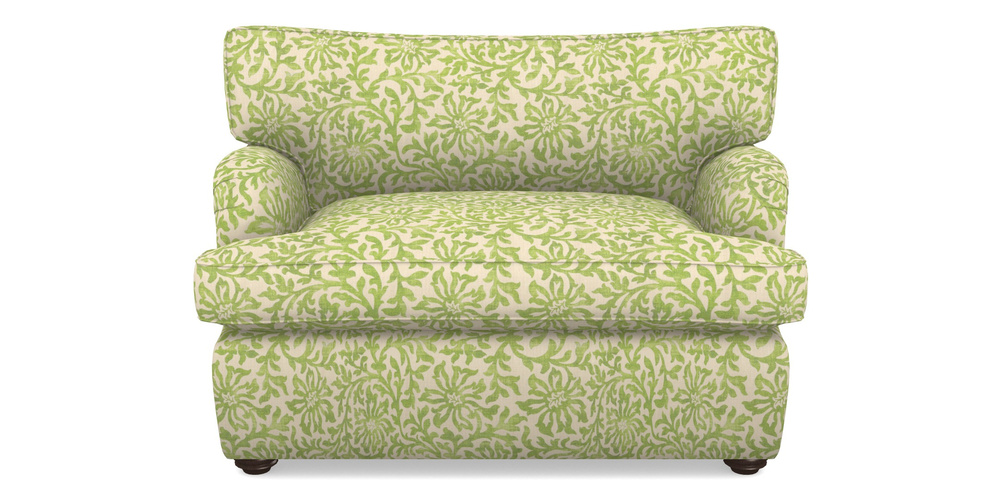 Product photograph of Alwinton Sofa Bed Snuggler Sofa Bed In V A Brompton Collection - Floral Scroll - Lime from Sofas and Stuff Limited