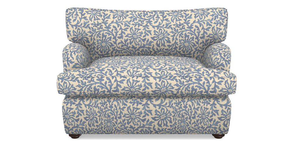 Product photograph of Alwinton Sofa Bed Snuggler Sofa Bed In V A Brompton Collection - Floral Scroll - Morning Blue from Sofas and Stuff Limited