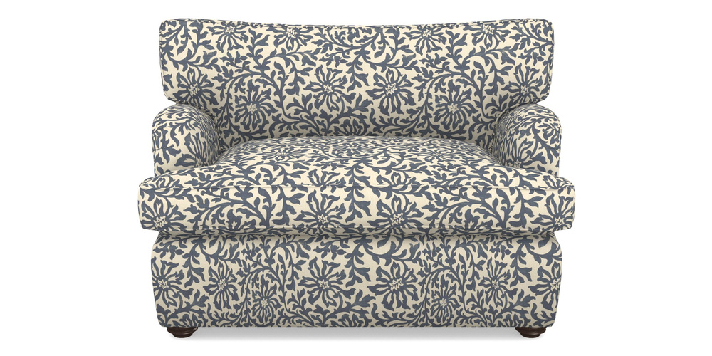 Product photograph of Alwinton Sofa Bed Snuggler Sofa Bed In V A Brompton Collection - Floral Scroll - Midnight Blue from Sofas and Stuff Limited